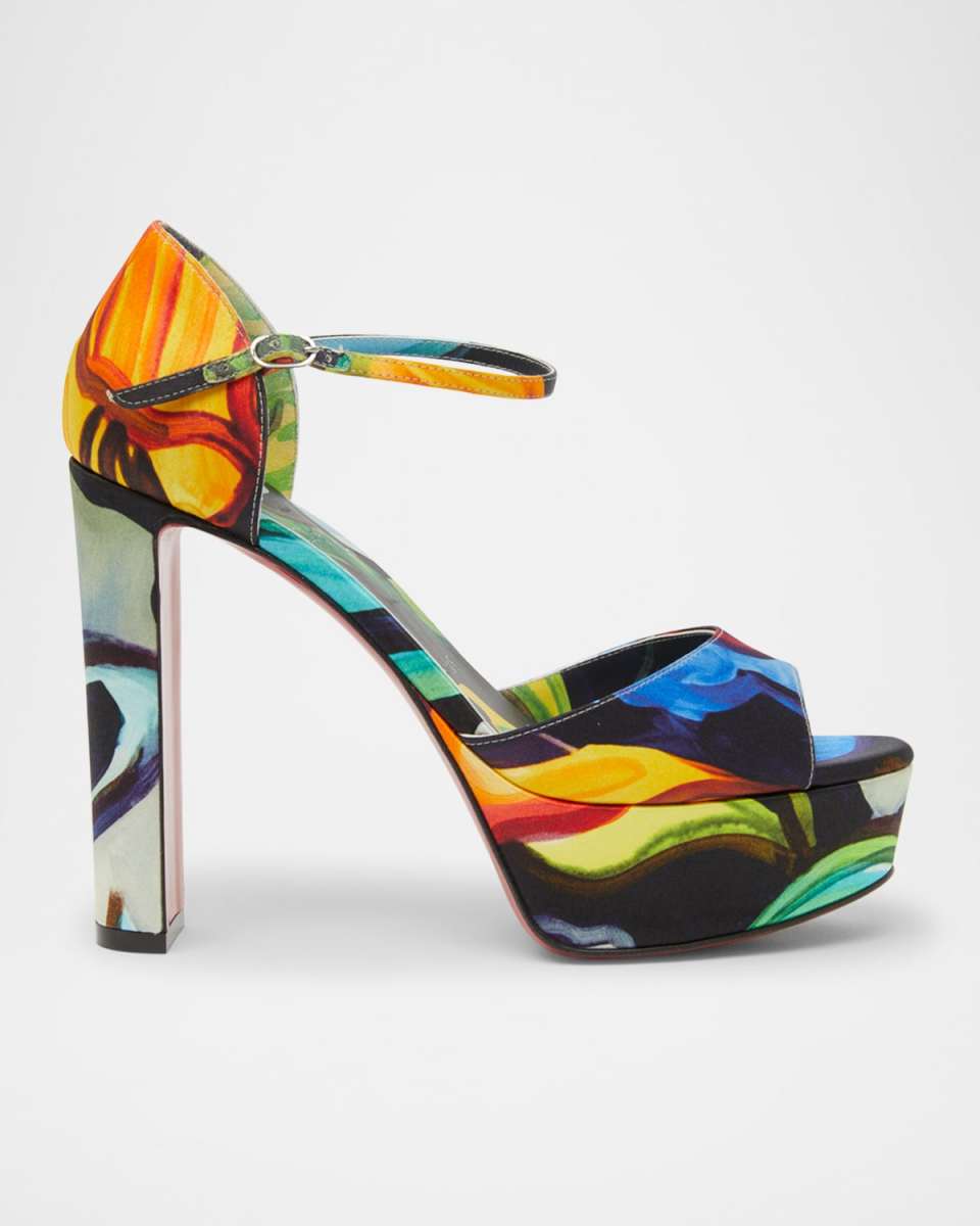 Sandaloo Multi Red Sole Platform Sandals
